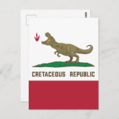 Carte Postale Drapeau de la Californie T-rex Dinosaur (Devant / Derrière)