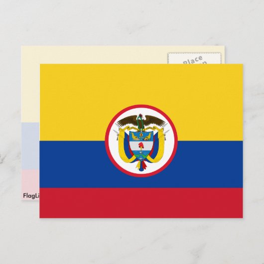 Carte Postale Drapeau de la Colombie militaire (Devant / Derrière)