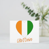 Carte Postale Drapeau de la Côte d'Ivoire en forme de cœur (Debout devant)