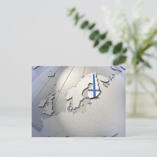 Carte Postale Drapeau de la Finlande (Debout devant)