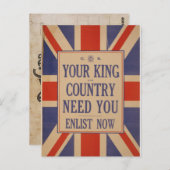 Carte postale drapeau de la Grande-Bretagne vintag (Devant / Derrière)