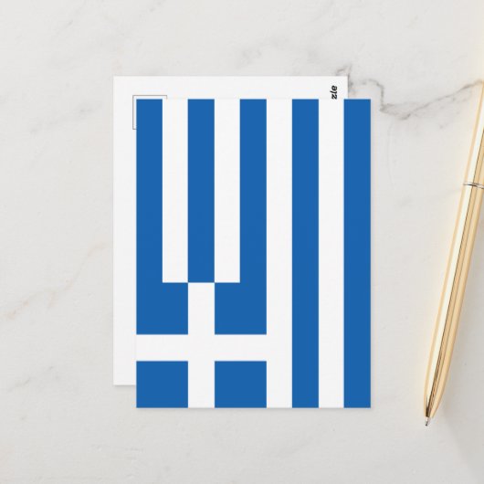 Carte Postale Drapeau de la Grèce (Devant/Arrière en situation)