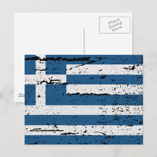 CARTE POSTALE DRAPEAU DE LA GRÈCE (Devant / Derrière)