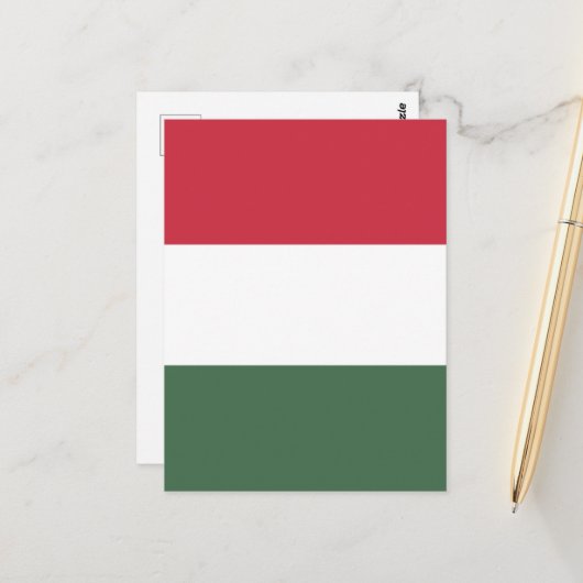 Carte Postale drapeau de la Hongrie (Devant/Arrière en situation)