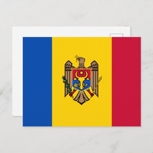 Carte Postale Drapeau de la Moldavie (Devant / Derrière)