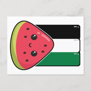 Carte Postale Drapeau de la Palestine mignonne avec Palestin san