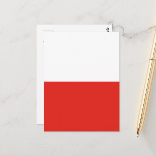 Carte Postale Drapeau de la Pologne (Devant/Arrière en situation)