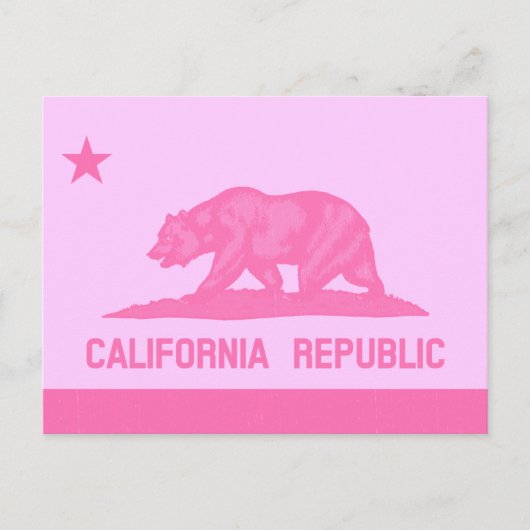 Carte Postale Drapeau de la République de Californie (rose) (Devant)