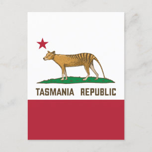 Carte Postale Drapeau de la République de Tasmanie Thylacine Tas