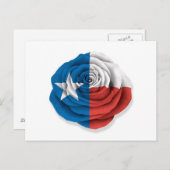 Carte Postale Drapeau de la rose du Texas sur fond blanc (Devant / Derrière)