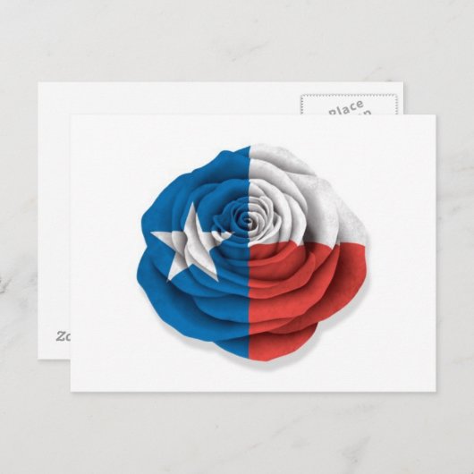 Carte Postale Drapeau de la rose du Texas sur fond blanc (Devant / Derrière)