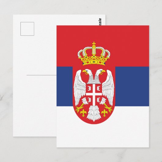 Carte Postale drapeau de la Serbie (Devant / Derrière)