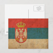 Carte Postale Drapeau de la Serbie vintage (Devant / Derrière)
