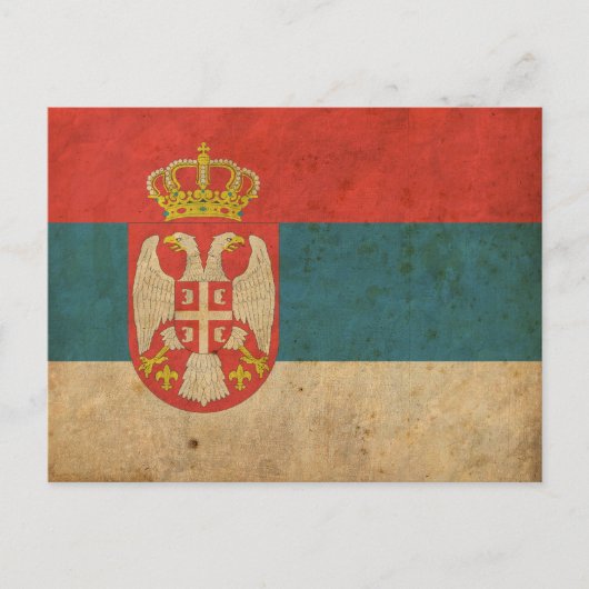 Carte Postale Drapeau de la Serbie vintage (Devant)