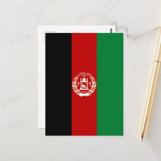 Carte Postale Drapeau de l'Afghanistan (Devant/Arrière en situation)