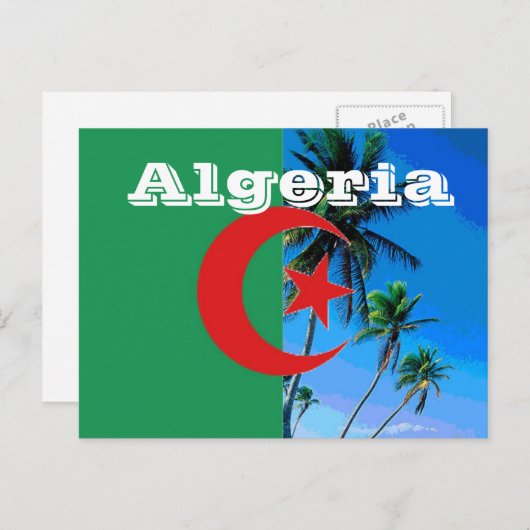 Carte Postale Drapeau de l'Algérie (Devant / Derrière)