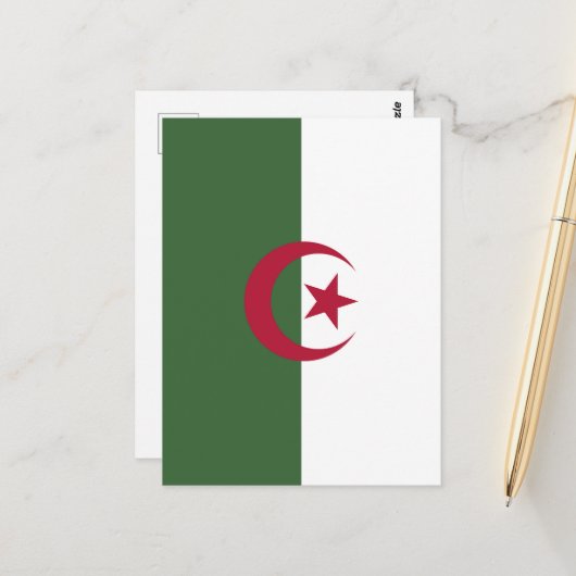 Carte Postale Drapeau de l'Algérie (Devant/Arrière en situation)