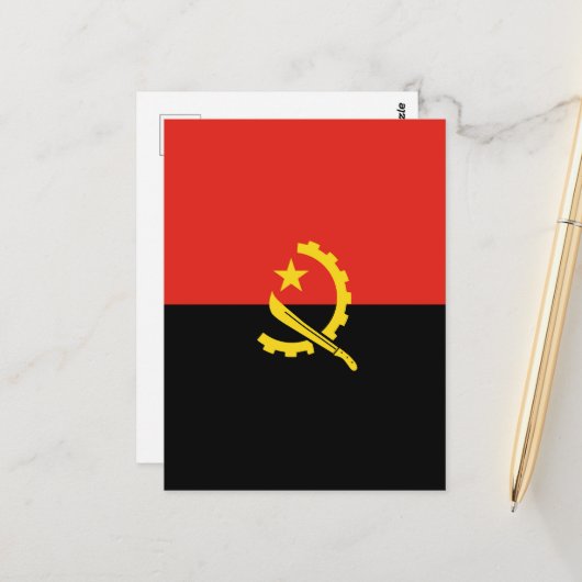 Carte Postale Drapeau de l'Angola (Devant/Arrière en situation)