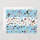 Carte Postale Drapeau de l'Argentine avec des icônes célèbres (Devant / Derrière)