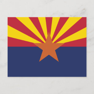 Carte Postale Drapeau de l'Arizona Étoile de cuivre et rayons de