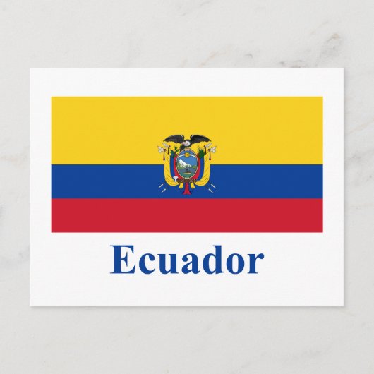 Carte Postale Drapeau de l'Équateur avec nom (Devant)