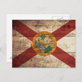 Carte Postale Drapeau de l'État de Floride sur le vieux grain de (Devant / Derrière)