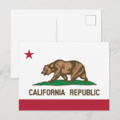 Carte Postale Drapeau de l'État de la République de Californie a (Devant / Derrière)