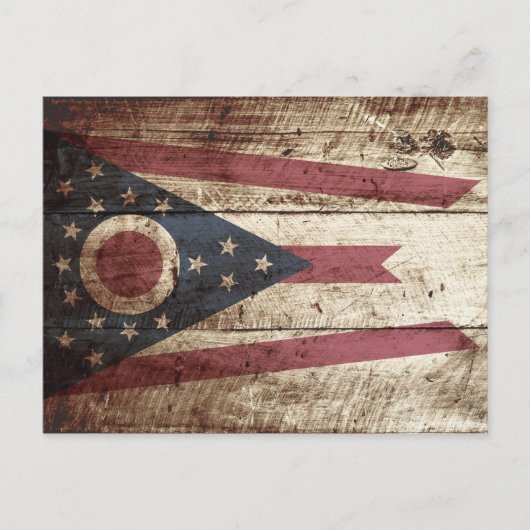 Carte Postale Drapeau de l'État de l'Ohio sur le vieux grain de  (Devant)