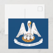 Carte Postale Drapeau de l'État de Louisiane Pélican Devises Sou (Devant / Derrière)