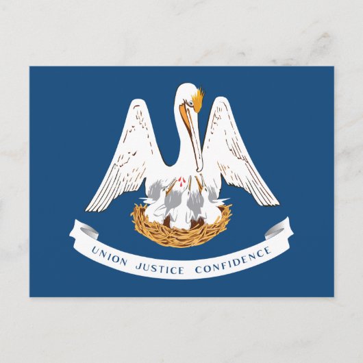 Carte Postale Drapeau de l'État de Louisiane Pélican Devises Sou (Devant)