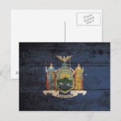 Carte Postale Drapeau de l'État de New York sur le vieux grain d (Devant / Derrière)