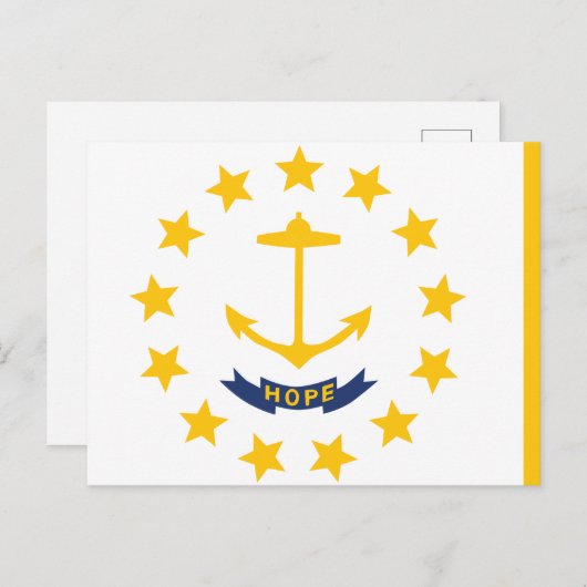 Carte Postale Drapeau de l'État de Rhode Island Little Rhody 13 (Devant / Derrière)