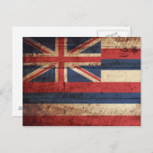 Carte Postale Drapeau de l'État d'Hawaii sur le vieux grain de b (Devant / Derrière)