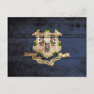 Carte Postale Drapeau de l'État du Connecticut sur le vieux grai