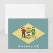 Carte Postale Drapeau de l'État du Delaware Le Premier État Blas (Devant / Derrière)