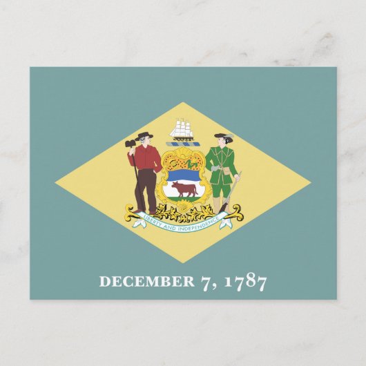 Carte Postale Drapeau de l'État du Delaware Le Premier État Blas (Devant)