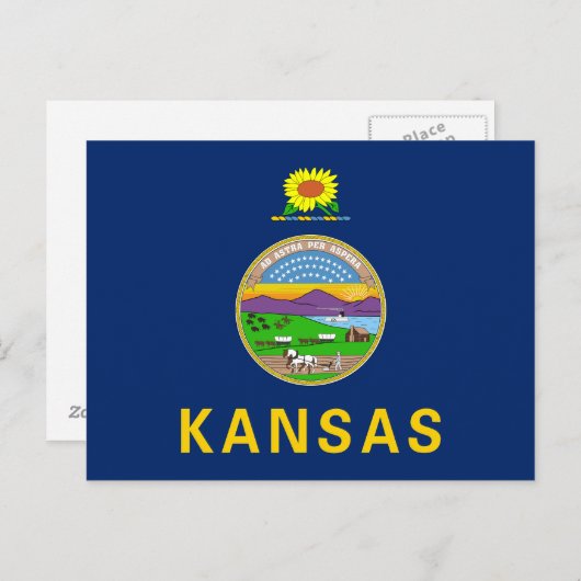 Carte Postale Drapeau de l'État du Kansas (Devant / Derrière)