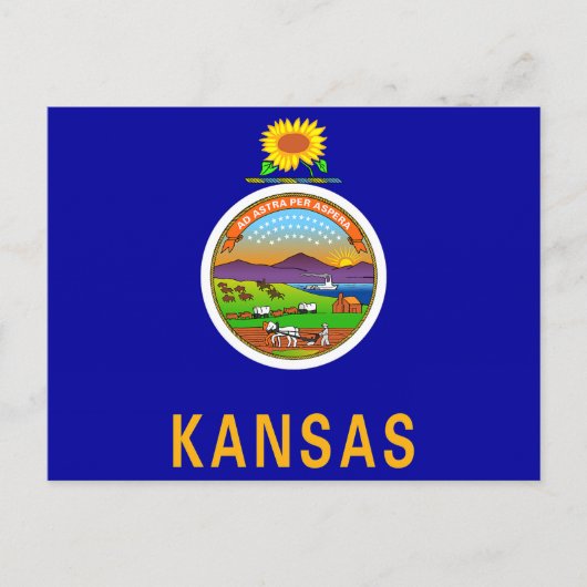 Carte Postale Drapeau de l'État du Kansas (Devant)