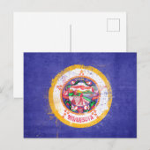 Carte Postale Drapeau de l'État du Minnesota en détresse (Devant / Derrière)