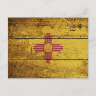 Carte Postale Drapeau de l'État du Nouveau-Mexique sur le vieux 