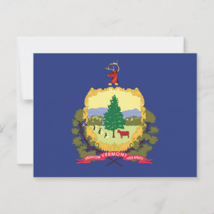 Carte Postale Drapeau de l'État du Vermont Arbre à pin Vache Éra