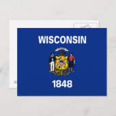 Carte Postale Drapeau de l'État du Wisconsin (Devant / Derrière)