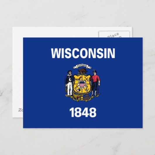 Carte Postale Drapeau de l'État du Wisconsin (Devant / Derrière)