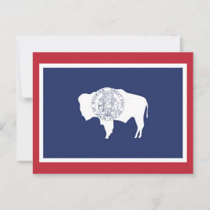 Carte Postale Drapeau de l'État du Wyoming Bison Bordure Rouge