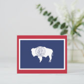 Carte Postale Drapeau de l'État du Wyoming Bison Bordure Rouge (Debout devant)