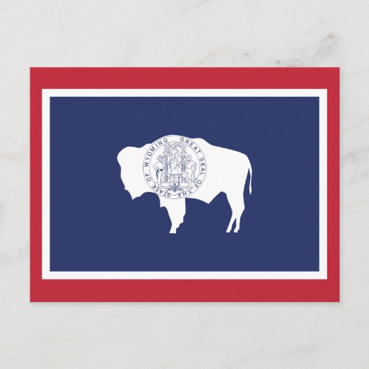 Carte Postale Drapeau de l'État du Wyoming Bison Bordure Rouge (Devant)