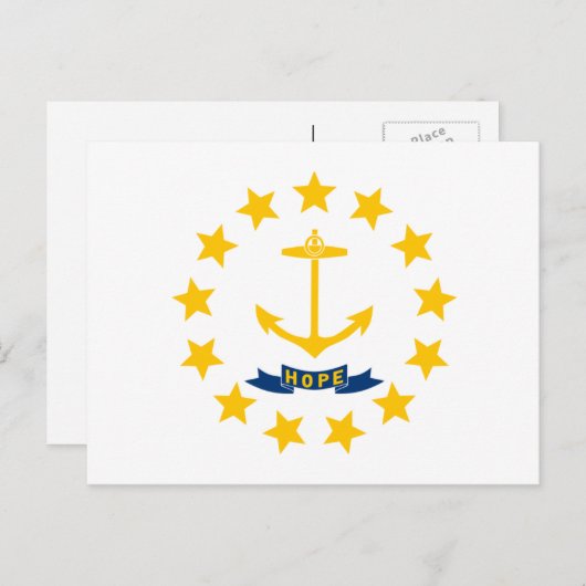 Carte Postale Drapeau de l'île Rhode, drapeau de l'île Rhode (Devant / Derrière)