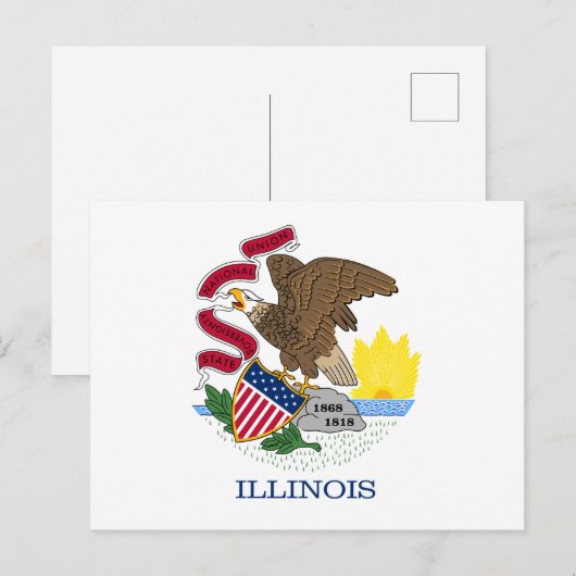 Carte Postale Drapeau de l'Illinois (Devant / Derrière)