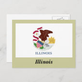 Carte Postale Drapeau de l'Illinois (Devant / Derrière)
