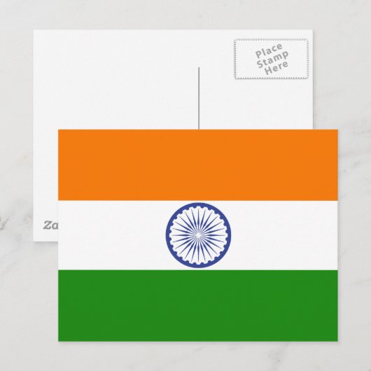 Carte Postale Drapeau de l'Inde (Devant / Derrière)